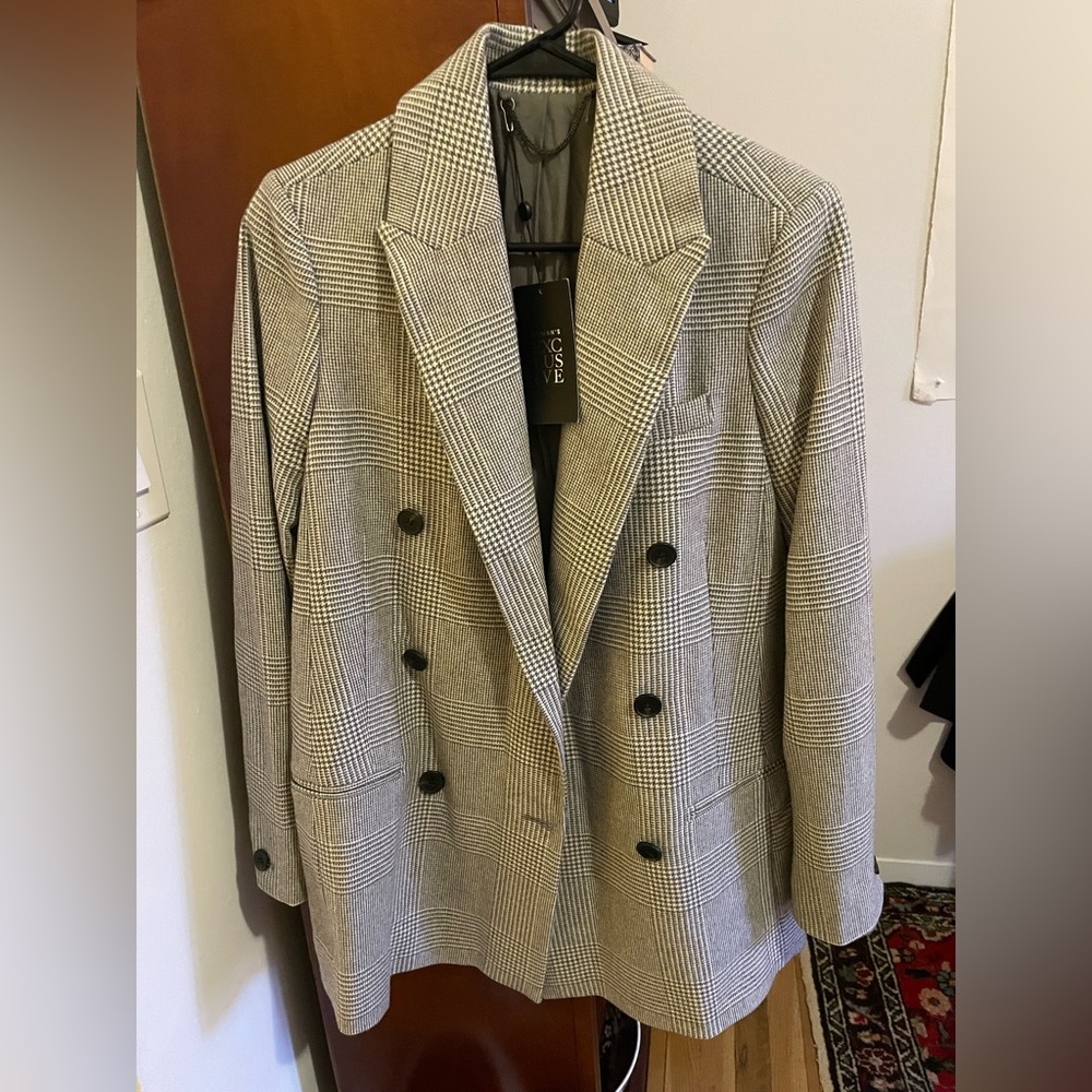 AllSaints Astrid Check Blazer Grey/White
